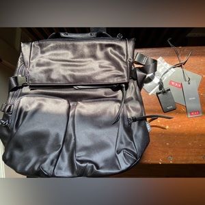 Tumi Devoe Collection North Roll Top Backpack Black With Leather Trim